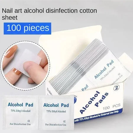 Alcohol Wipes For Disinfection & Nail Prepping - 100 Pcs