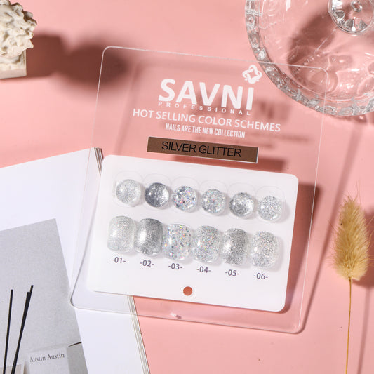Savni Core-6 Silver Glitter UV Gel Polish Set of 6 - 10ml each