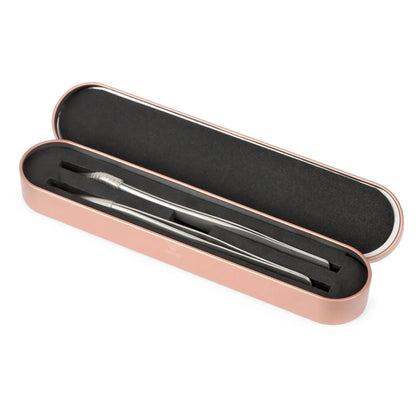 Savni Silver Eyelash Extension Tweezers - Set of 2 (Straight & Angled)