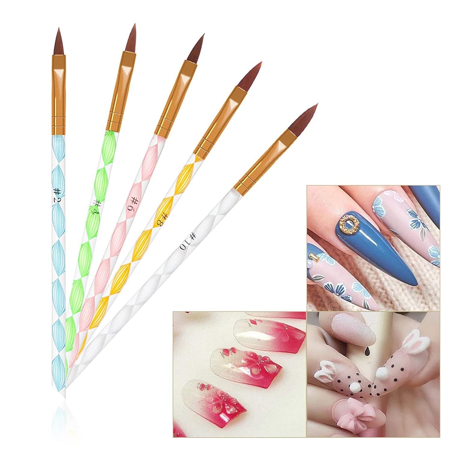 Synthetic Acrylic Brushes Plastic Handle - Set of 5