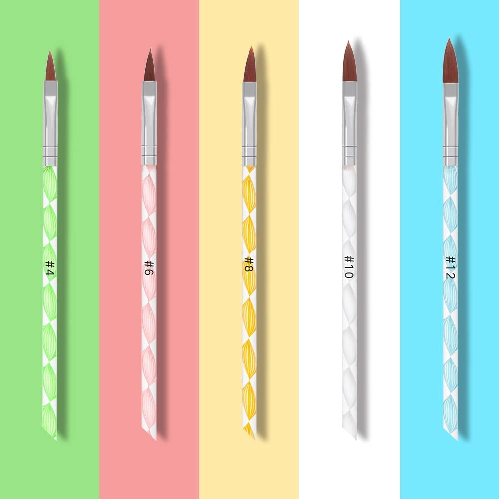 Synthetic Acrylic Brushes Plastic Handle - Set of 5