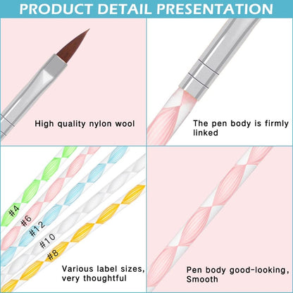 Synthetic Acrylic Brushes Plastic Handle - Set of 5