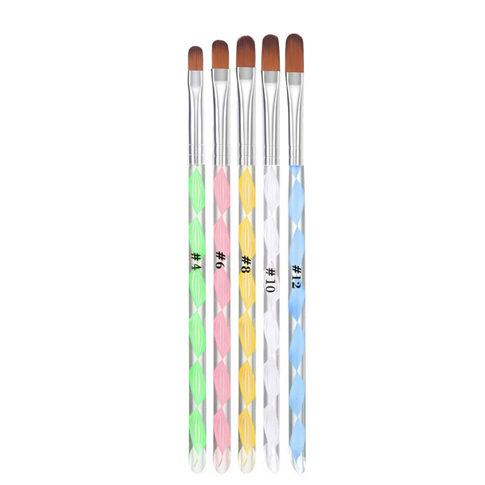 Synthetic Round Headed Gel Brushes with Plastic Handle - Set of 5