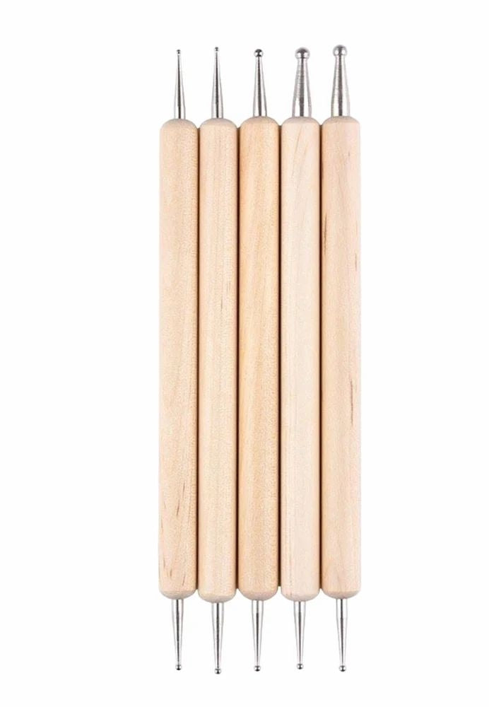 Nail Dotting Tools Wooden Handle - Set of 5