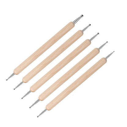 Nail Dotting Tools Wooden Handle - Set of 5