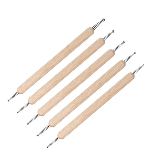 Nail Dotting Tools Wooden Handle - Set of 5