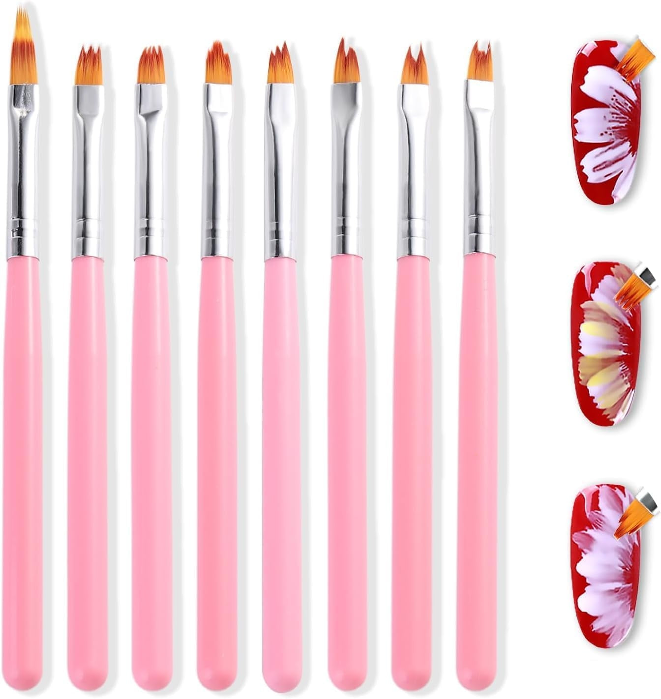 Flower Petal Art Brushes - Set of 8