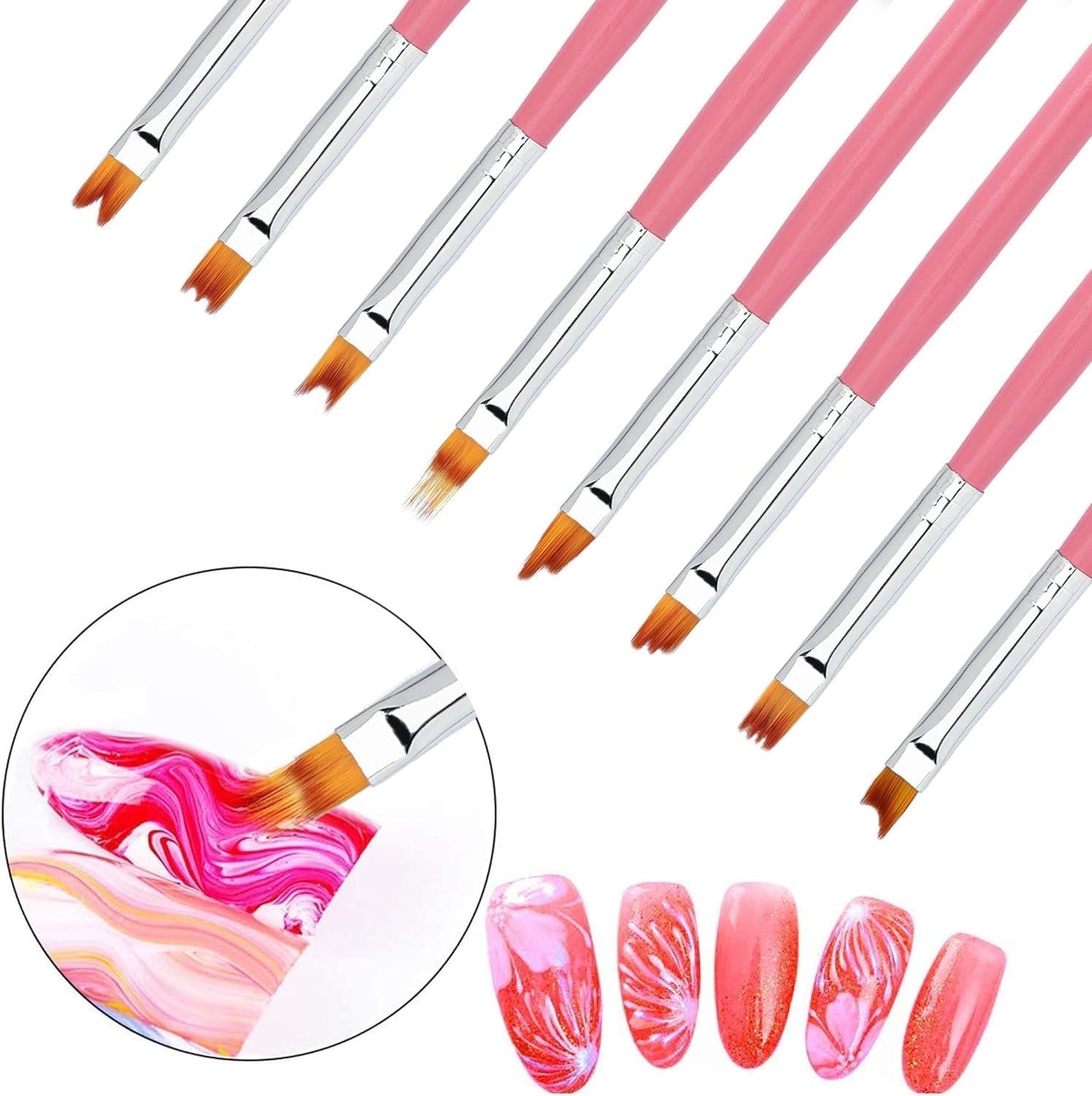 Flower Petal Art Brushes - Set of 8