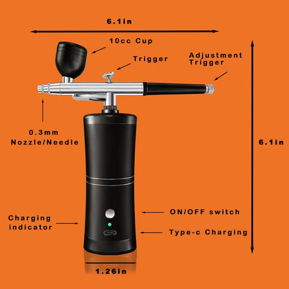 Airbrush Spraying Machine for Nails & Makeup with Strong Spraying Power Black/Purple Color