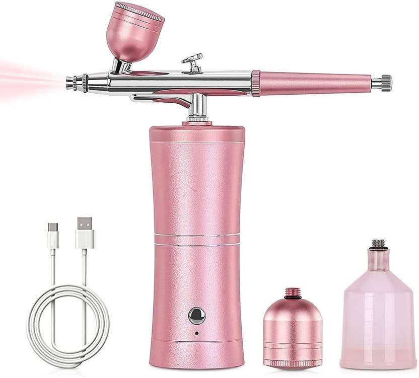 Airbrush Spraying Machine for Nails & Makeup with Medium Spraying Power Pink Color