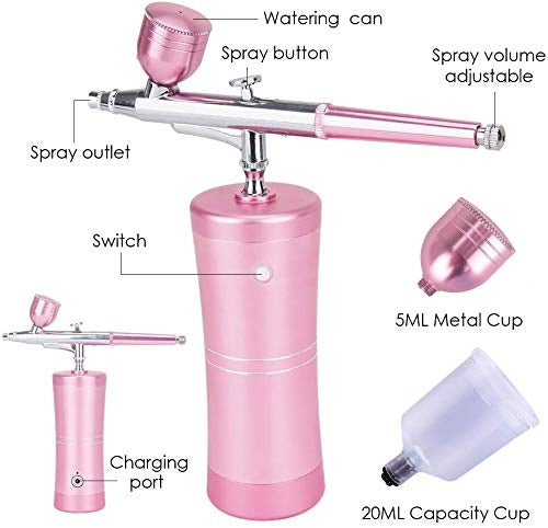 Airbrush Spraying Machine for Nails & Makeup with Medium Spraying Power Pink Color