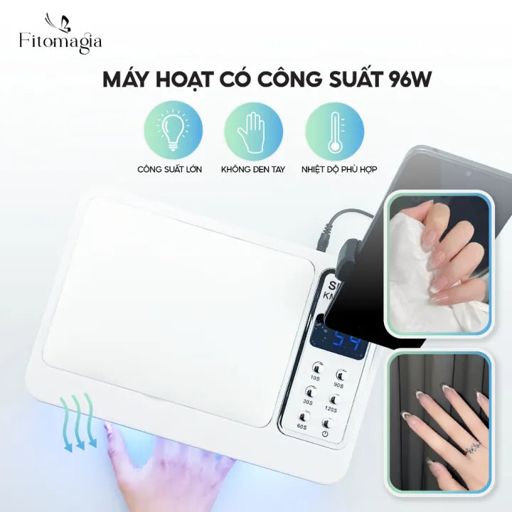 UV Lamp 96W with Hand Rest Cushion Pillow with Phone Stand - White Color