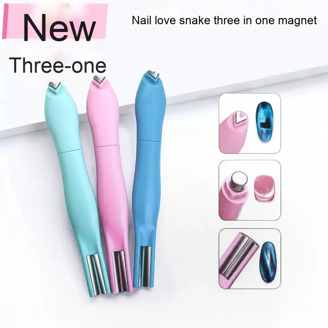 Cat Eye Magnet 3-in-1, Heart, Lining & Round Effect - Pink Color