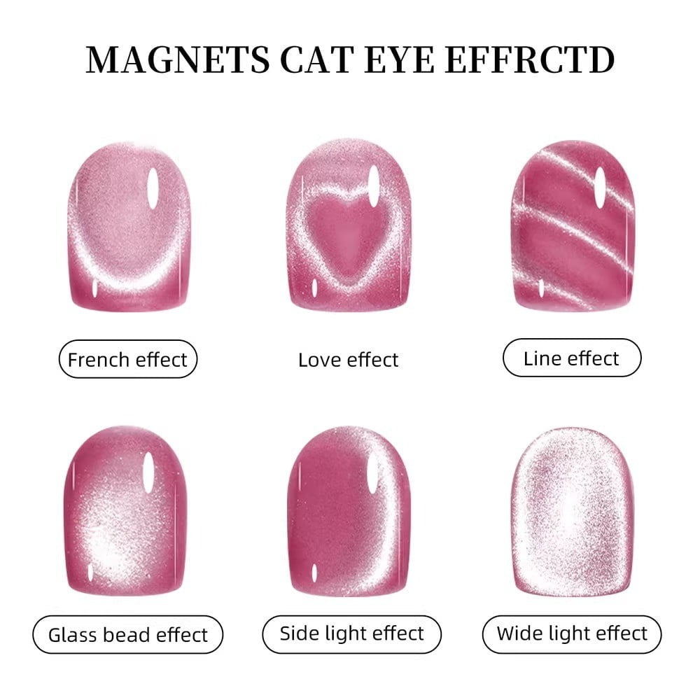 Cat Eye Magnet 3-in-1, Heart, Lining & Round Effect - Pink Color