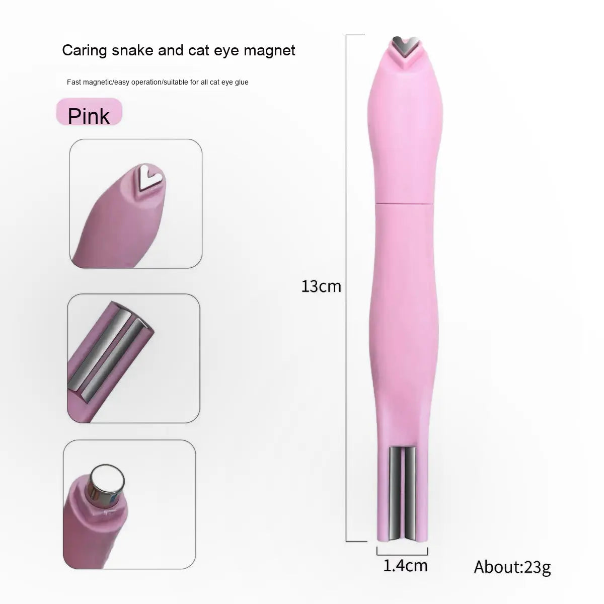 Cat Eye Magnet 3-in-1, Heart, Lining & Round Effect - Pink Color