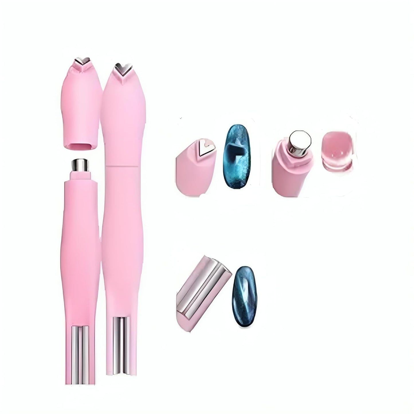 Cat Eye Magnet 3-in-1, Heart, Lining & Round Effect - Pink Color