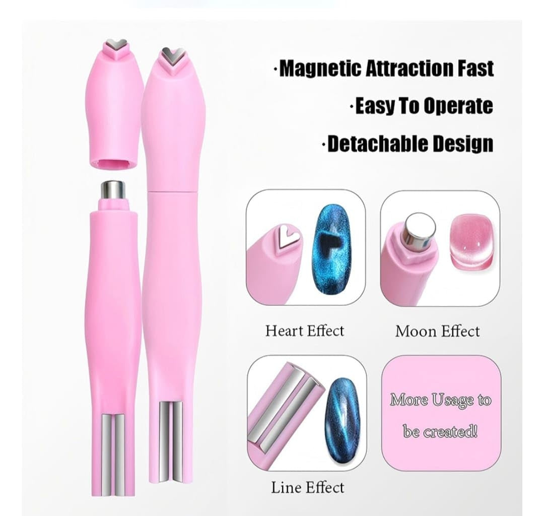 Cat Eye Magnet 3-in-1, Heart, Lining & Round Effect - Pink Color