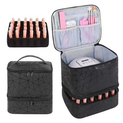 Nail Vanity Designer Black Color - Holds up to 30 polishes and UV Lamp