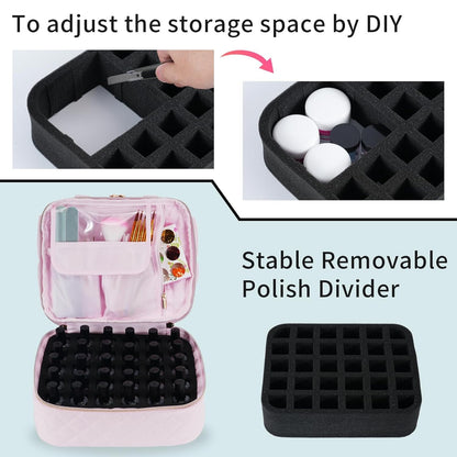 Nail Vanity Designer Pink/Black Color - Holds up to 30 polishes and UV Lamp