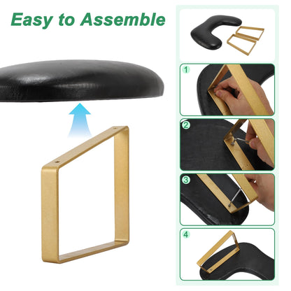 Premium Leather Hand Rest Cushion With Gold Stands - Assorted Black/White Color