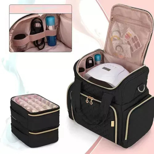 Nail Designer Vanity Black Color Large Size - Holds up to 60 polishes & UV Lamp