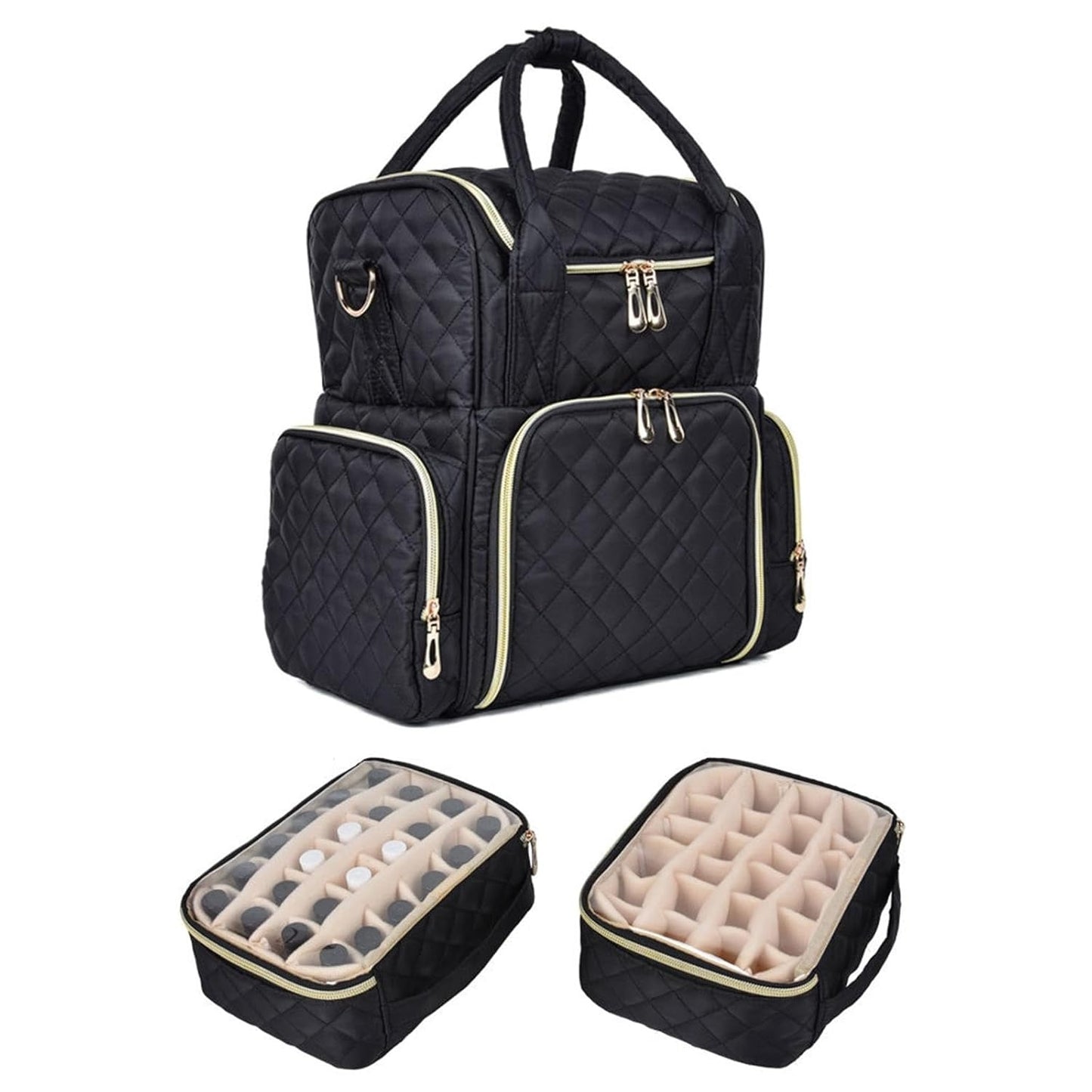 Nail Designer Vanity Black Color Large Size - Holds up to 60 polishes & UV Lamp