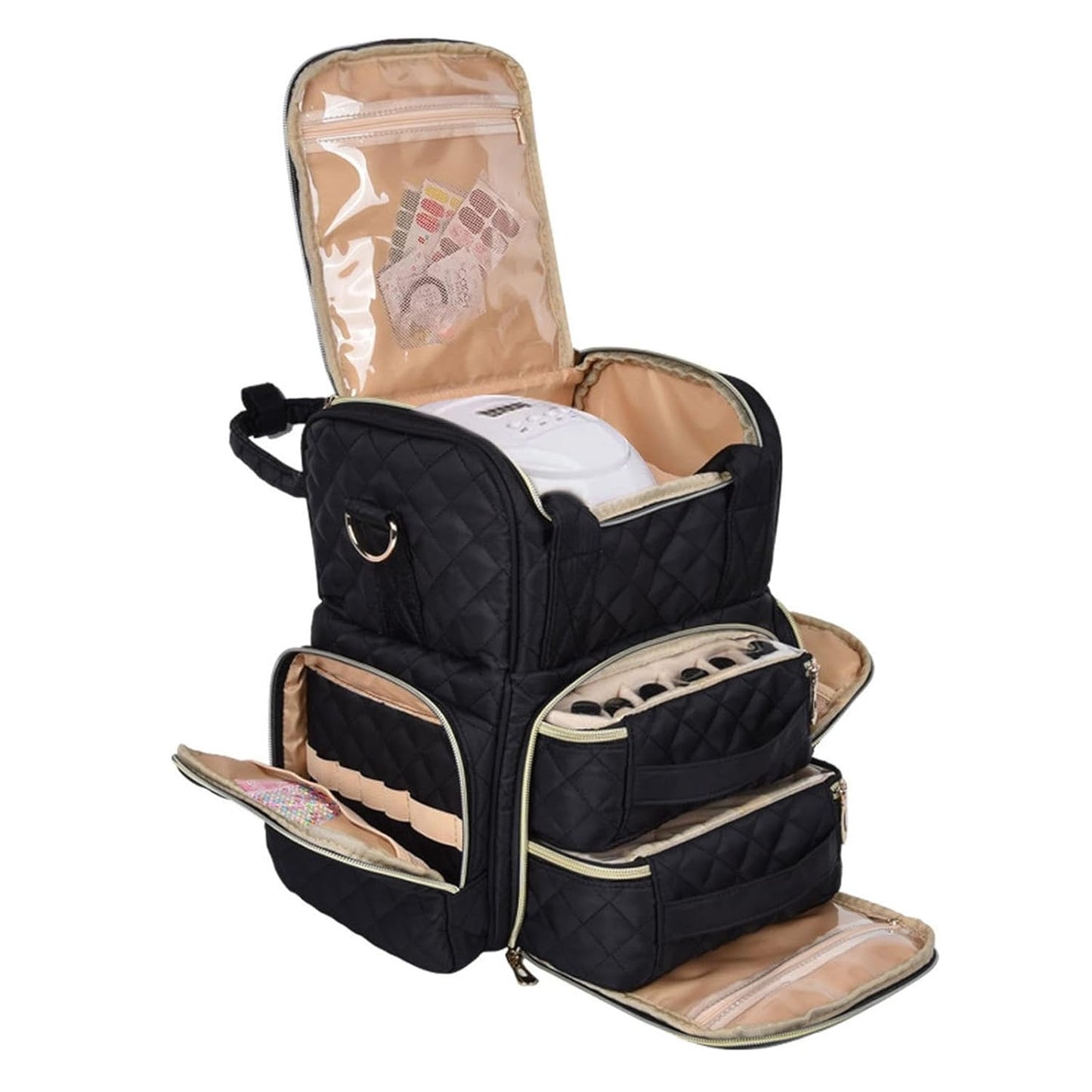 Nail Designer Vanity Black Color Large Size - Holds up to 60 polishes & UV Lamp