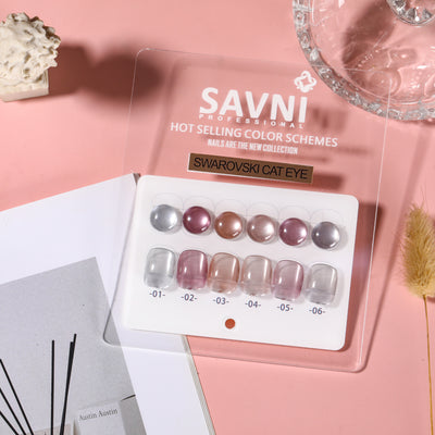 Savni Core-6 Swarovski Cat Eye UV Gel Polish Set of 6 - 10ml each