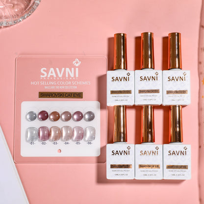 Savni Core-6 Swarovski Cat Eye UV Gel Polish Set of 6 - 10ml each