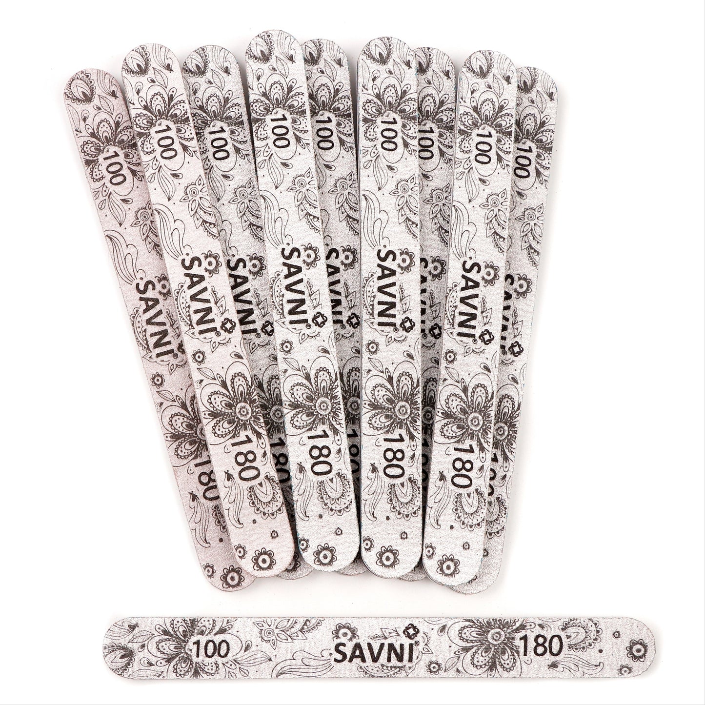 Savni Grey Designer Filers 100/180 Grit - Pack of 12 (Assorted Shapes)