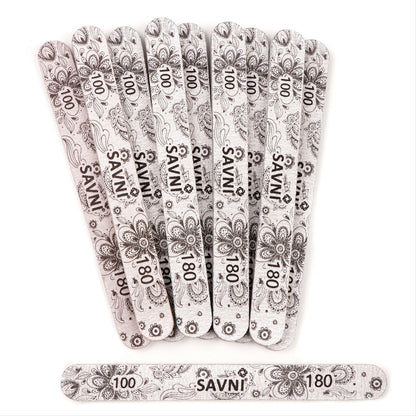Savni Grey Designer Filers 100/180 Grit - Pack of 12 (Assorted Shapes)