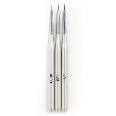 0-00-000 Premium Bristle Detailing Brush Set White Handle - Set of 3