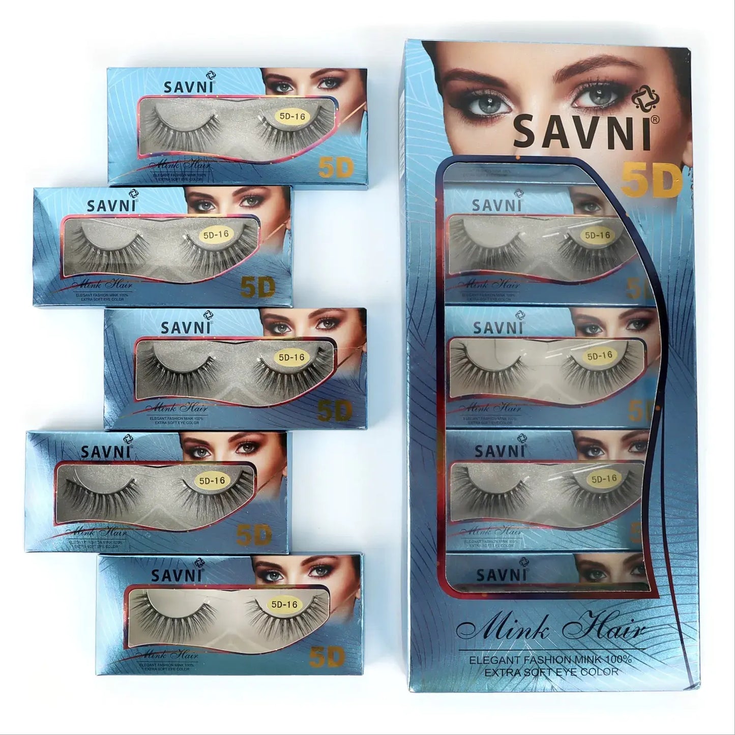Savni 5D Professional Temporary Mink Hair Eyelash Extension 10 pairs Model 5D-16