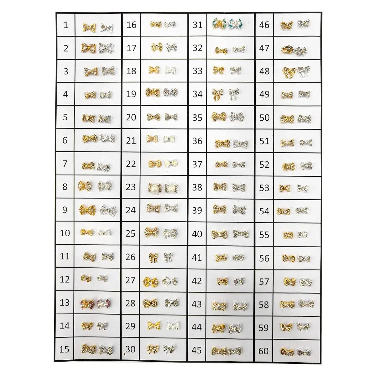 Metallic Nail Bows Accessory Silver Series - 5 Pair