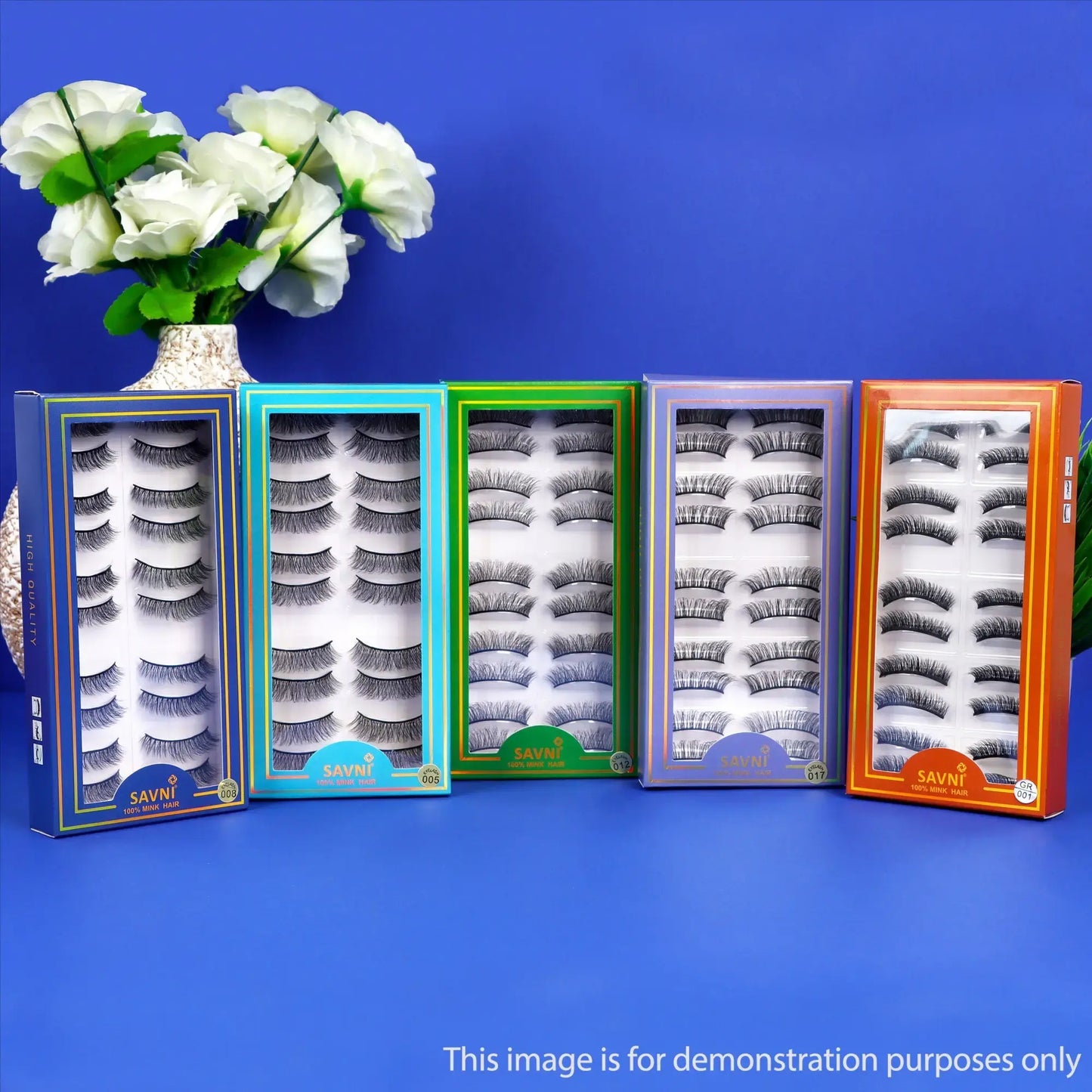 Savni 5D Temporary Mink Hair Eyelash Extensions 10 pairs Mix Designs Purple Box