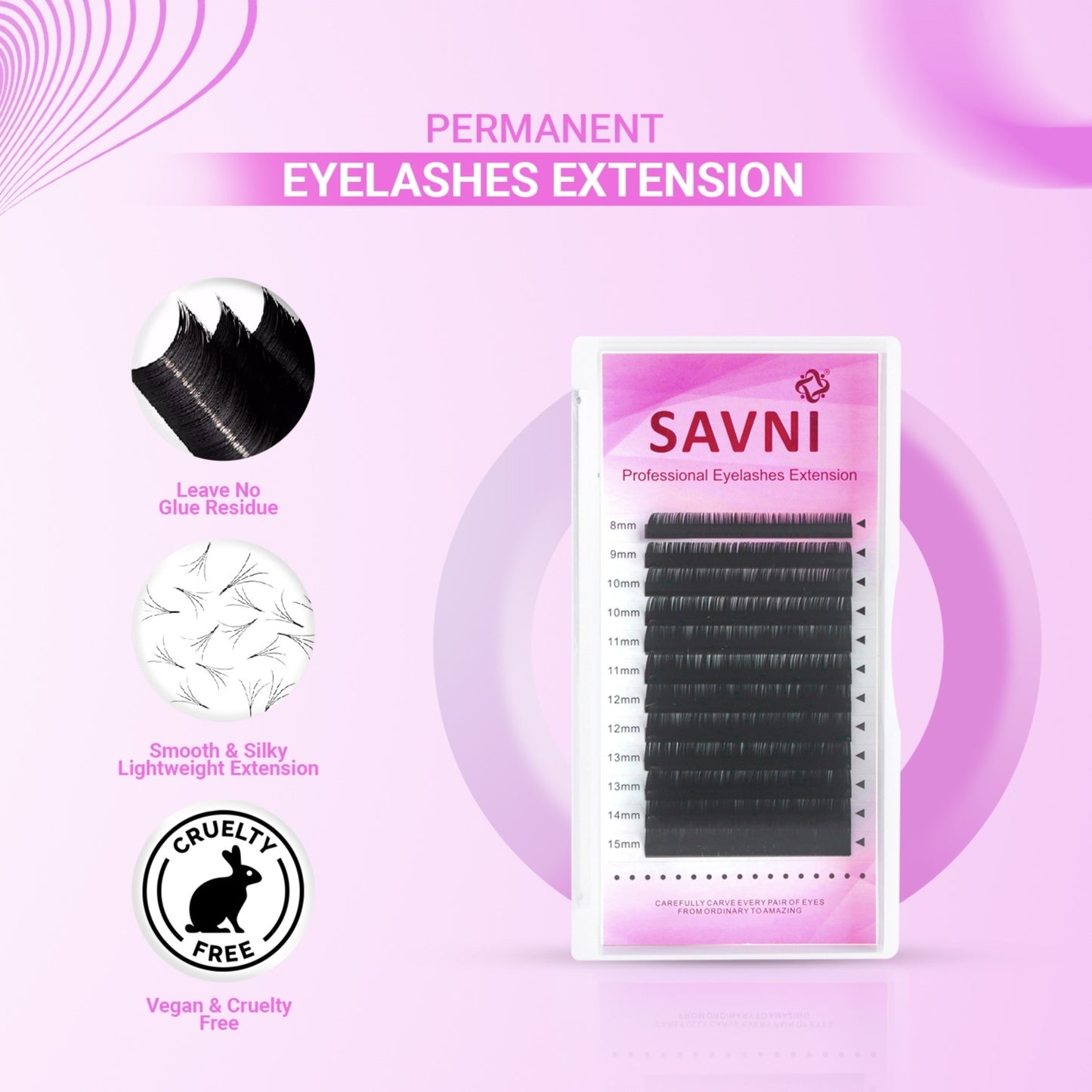 Savni Permanent Eyelash Extension 0.07 Thickness Mix Size 8mm - 15mm