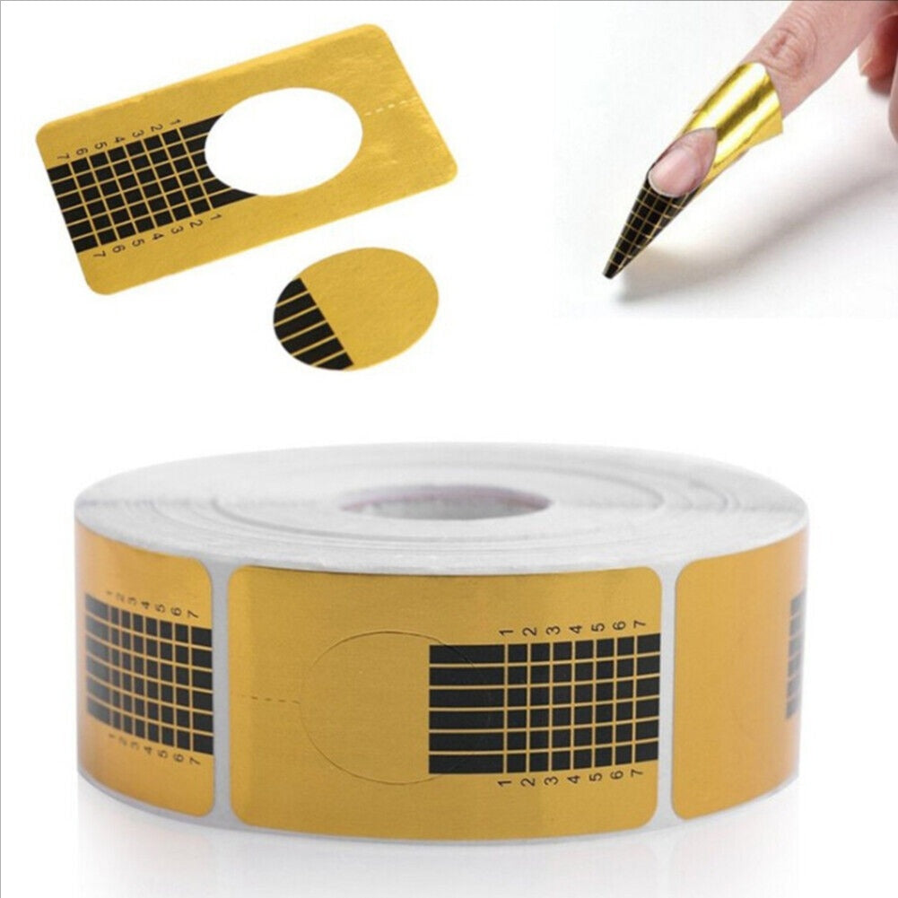 Nail Form Golden Sticker Roll for Acrylic, Gel & Polygel Extension - 500 pcs