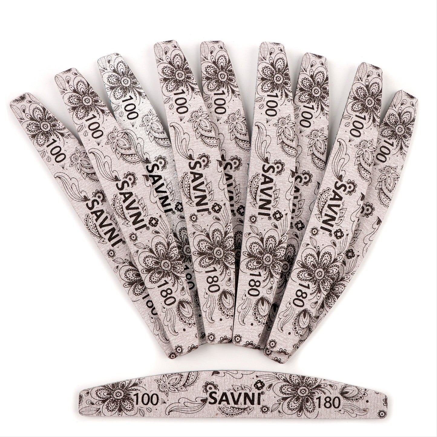 Savni Grey Designer Filers 100/180 Grit - Pack of 12 (Assorted Shapes)