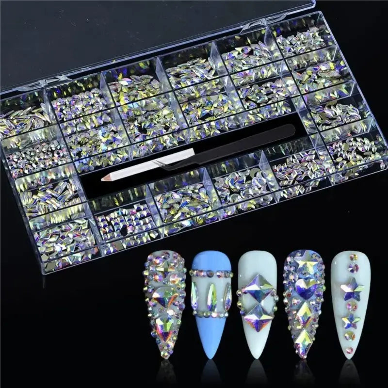 3100 Pcs AB Rhinestones with Wax Picker Tool