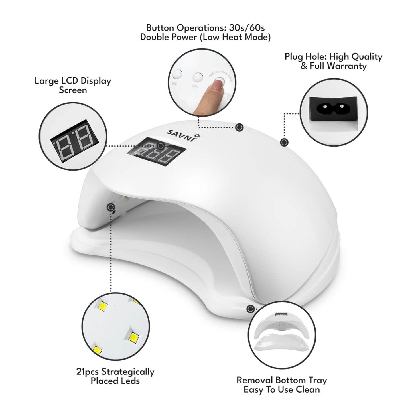 Savni 48W UV/LED Lamp - 6 Month Warranty Included