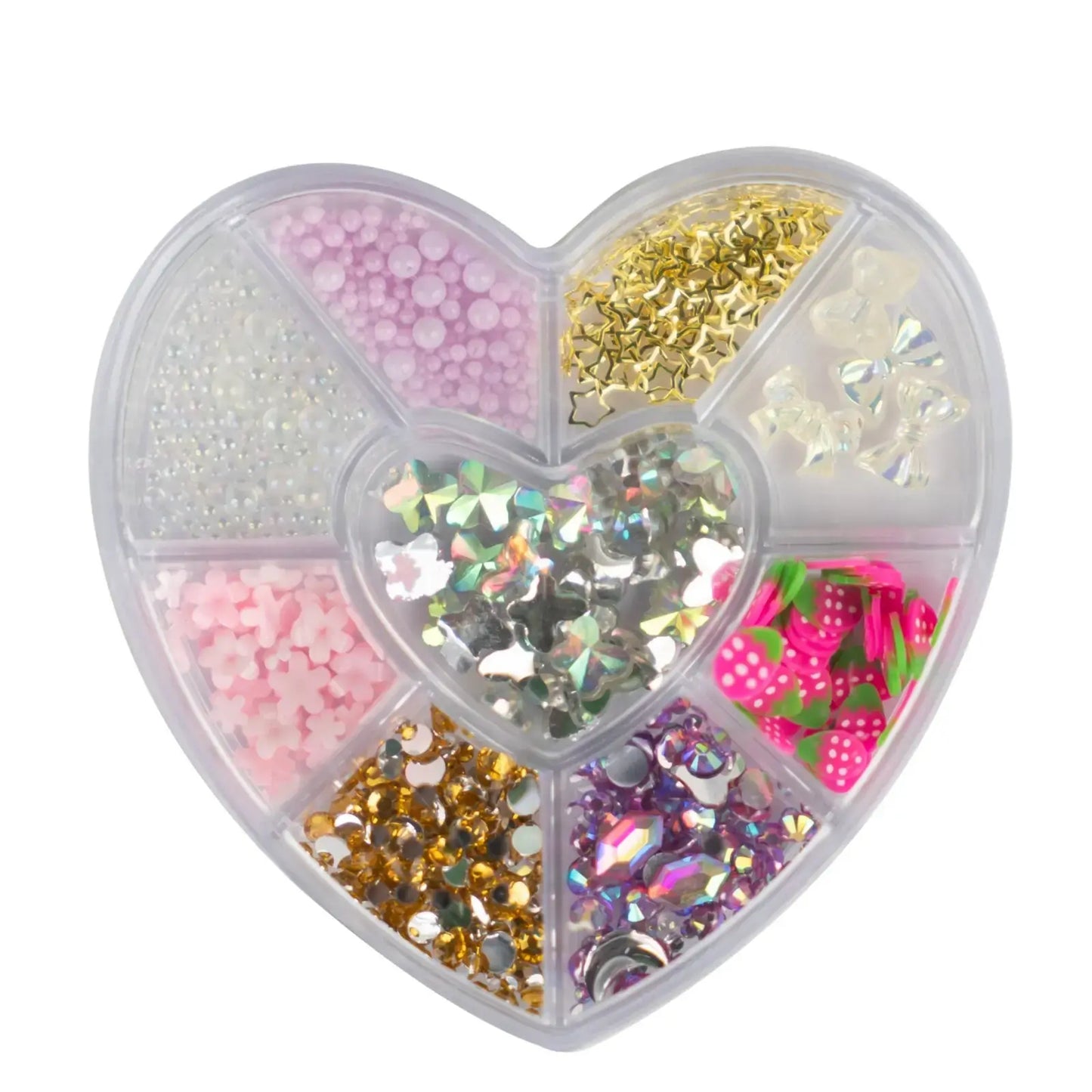 Rhinestones Caviar Pearls Accessories Stones Accessories Mix in Heart Storage Box