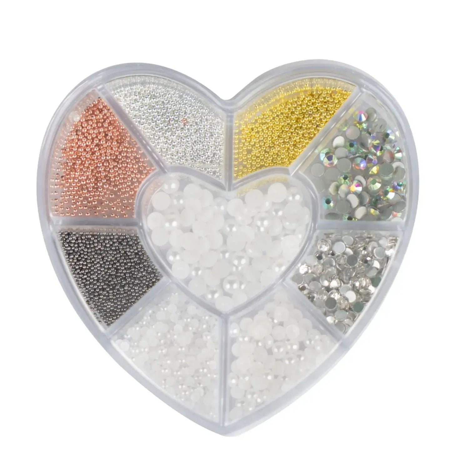 Rhinestones Caviar Pearls Accessories Stones Accessories Mix in Heart Storage Box