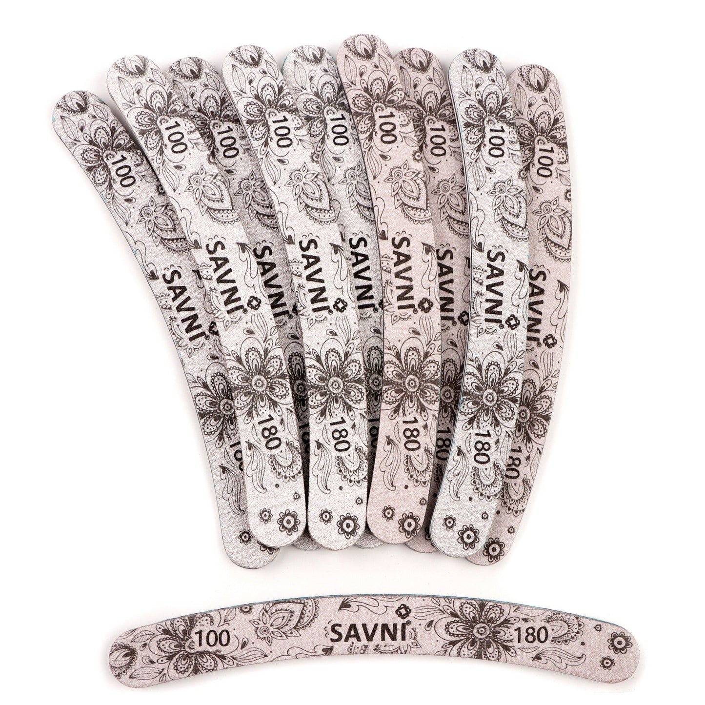 Savni Grey Designer Filers 100/180 Grit - Pack of 12 (Assorted Shapes)