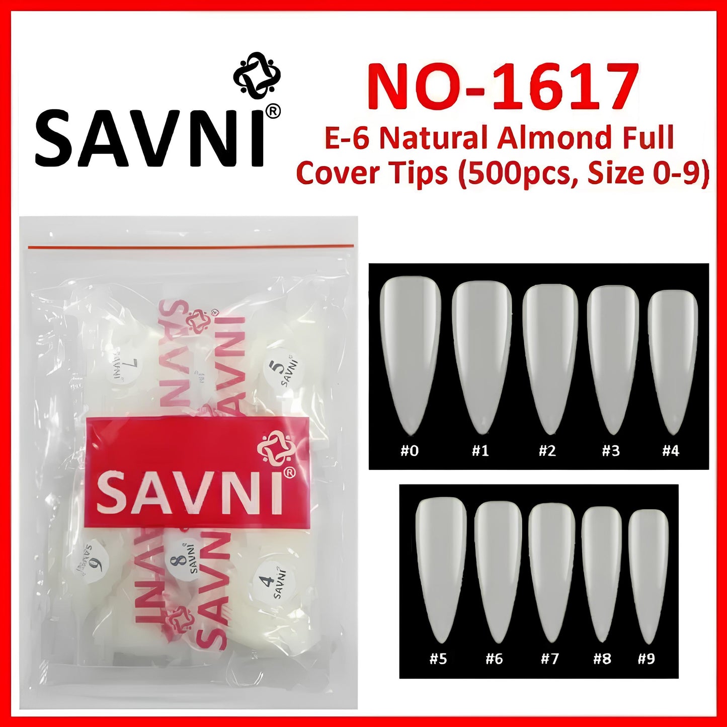 Savni E6 Full Cover Almond Natural Tips - 500 pcs